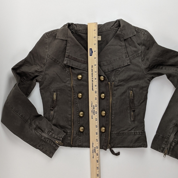 Moon Collection Moto Jacket Womens Sz Small Army Green Biker - Picture 12 of 16